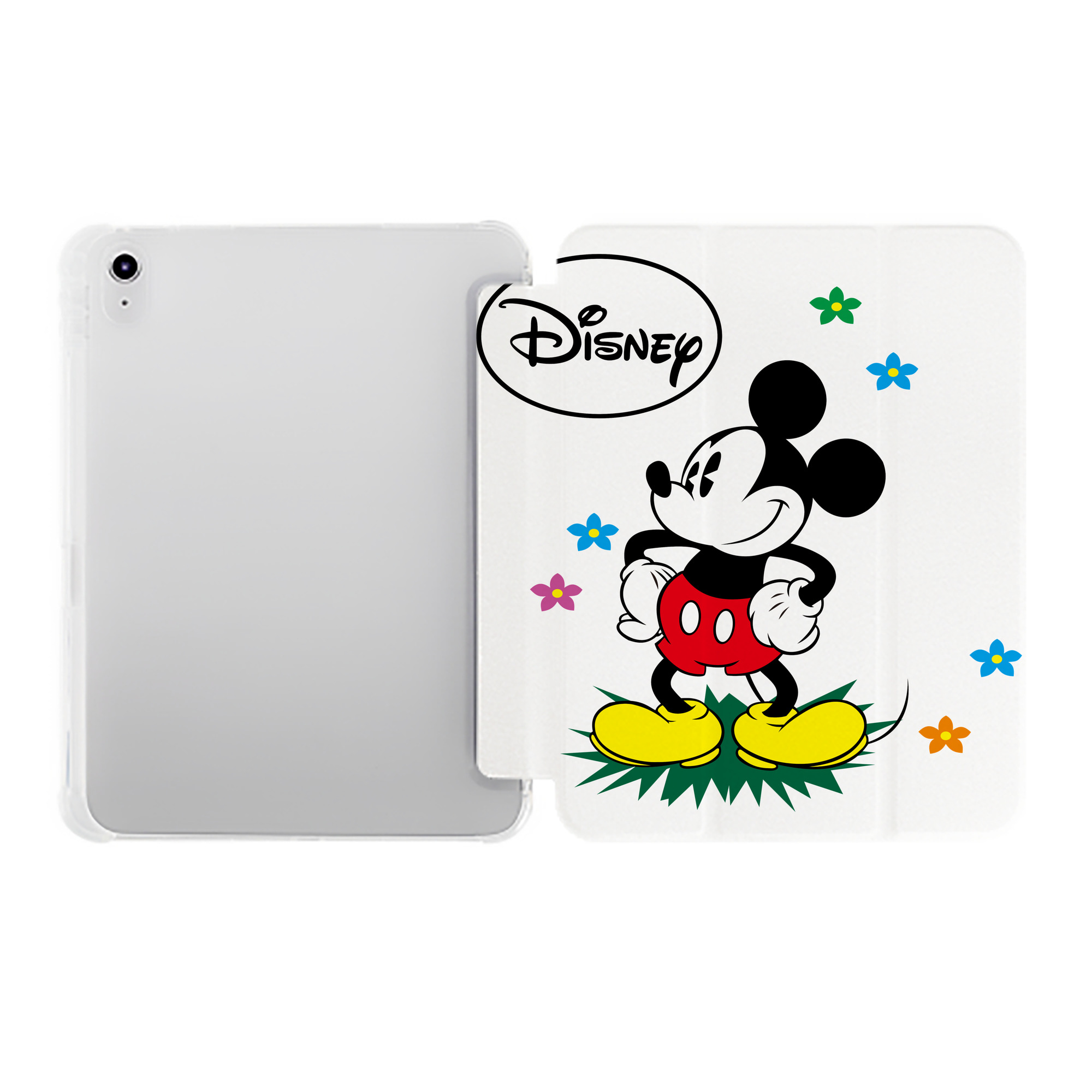 （画像用） ミッキーマウス Mickey Mouse IPad ケース ペン収納付き 三つ折りスタンド PUレザー×シリコン 対応機種9.5/10.5/10.9インチ